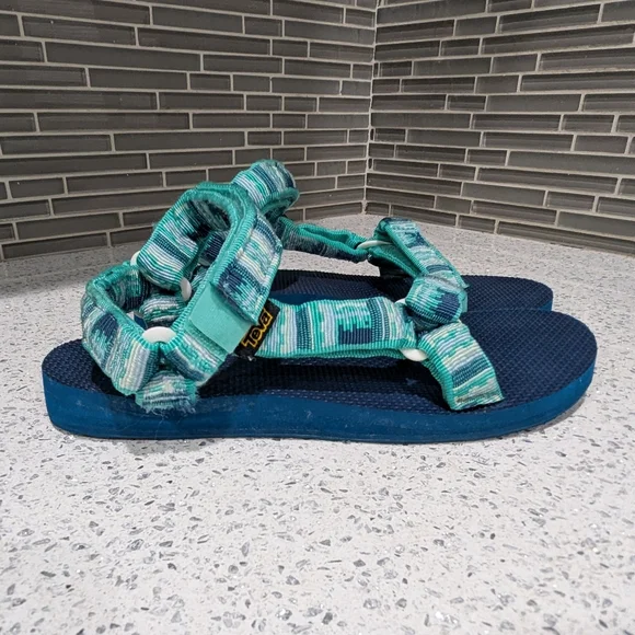 Teva Blue Green Teal Original Universal Sandal Walking Hiking Gorp Women's 8 - Picture 4 of 8
